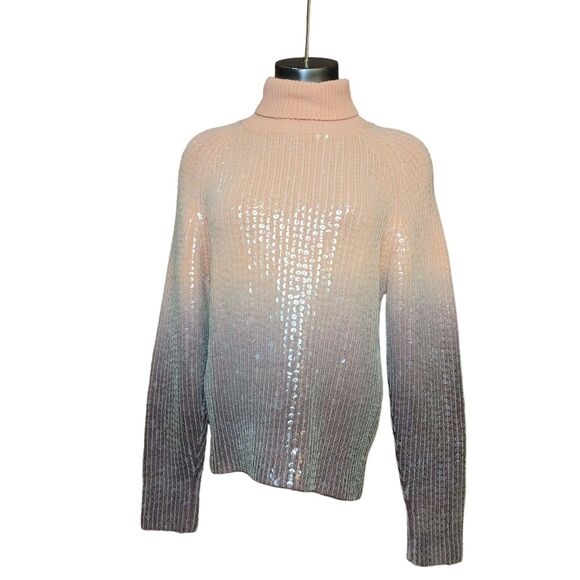 Votre Nom Collection Multicolor Clear Sequin Sweater Size L Ombre Lambswool - Picture 1 of 3